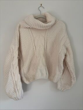Angie Cream Cable Turtleneck Sweater